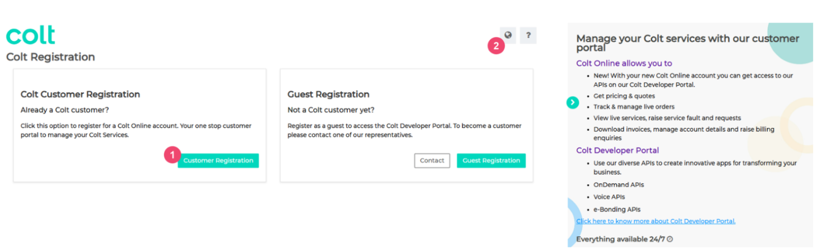 Colt Online registration