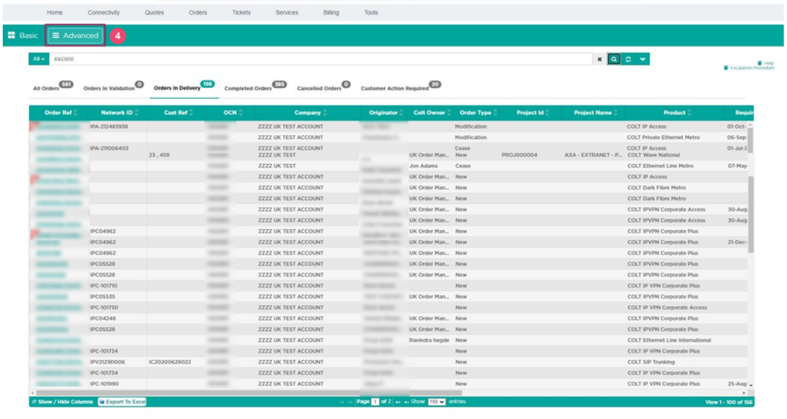 Colt Order Management Portal 2