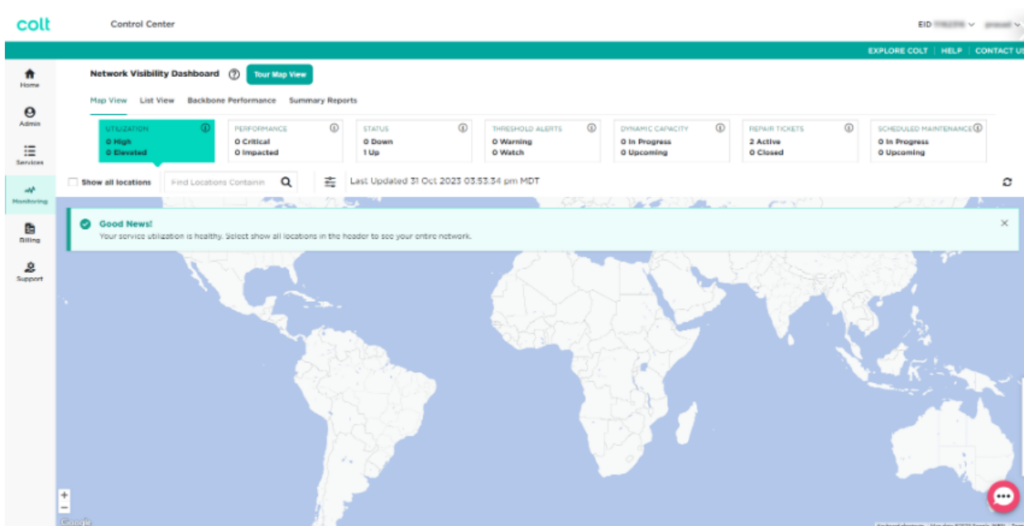 Colt Network Map Using Colt Online | Customer Transition Handbook - Colt Online Help